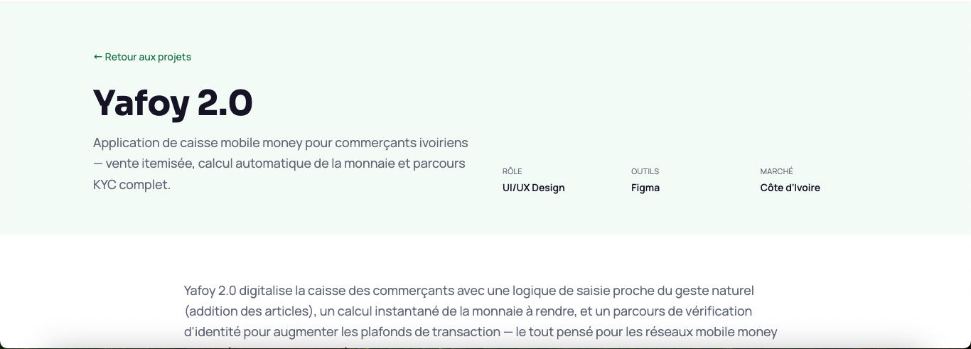Écran projet Yafoy 2.0