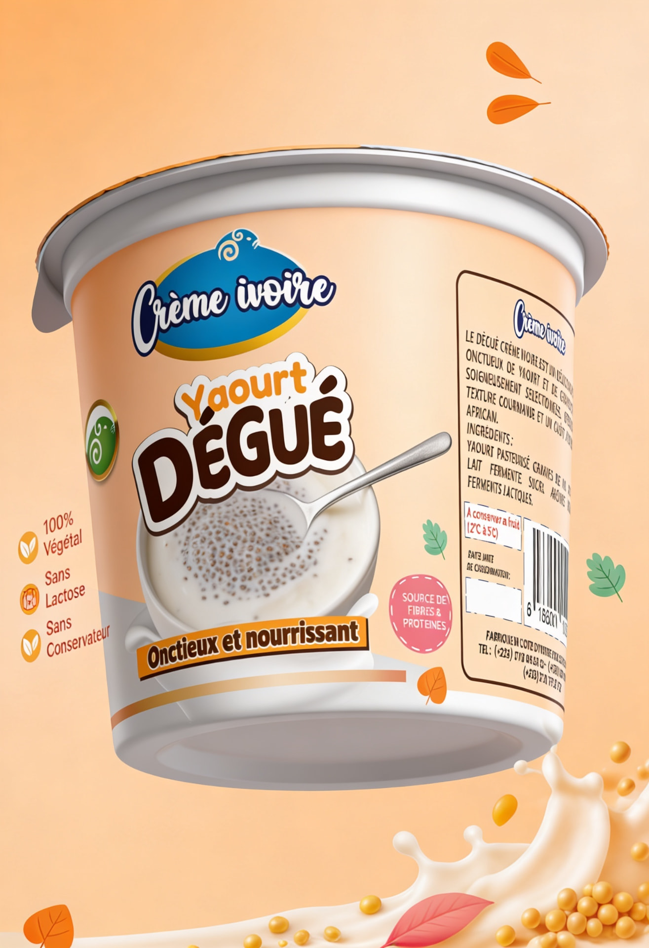 Packaging Yaourt Dégué Crème Ivoire — pot